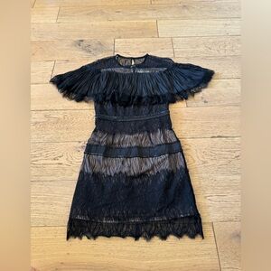 Halston Beaded Black Dress Women’s Sz 0 Black‎